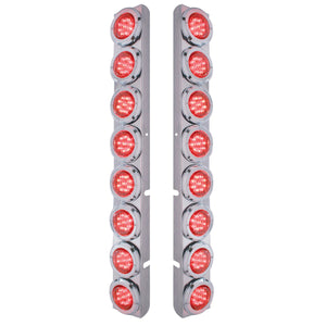 Stainless Steel Rear Air Cleaner Bracket w/ 16 X 9 LED 2" Lights For Peterbilt - Red LEDs (Red or Clear Lens)