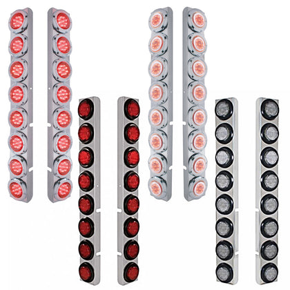 Stainless Steel Rear Air Cleaner Bracket w/ 16 X 9 LED 2" Lights For Peterbilt - Red LEDs (Red or Clear Lens)