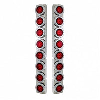 Stainless Rear Air Cleaner Bracket w/ Sixteen 9 LED 2" Reflector Lights For Peterbilt - Red LEDs (Red or Clear Lens)