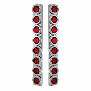 Stainless Rear Air Cleaner Bracket w/ Sixteen 9 LED 2" Reflector Lights For Peterbilt - Red LEDs (Red or Clear Lens)