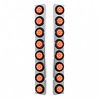 Stainless Rear Air Cleaner Bracket w/ Sixteen 9 LED 2" Reflector Lights For Peterbilt - Red LEDs (Red or Clear Lens)