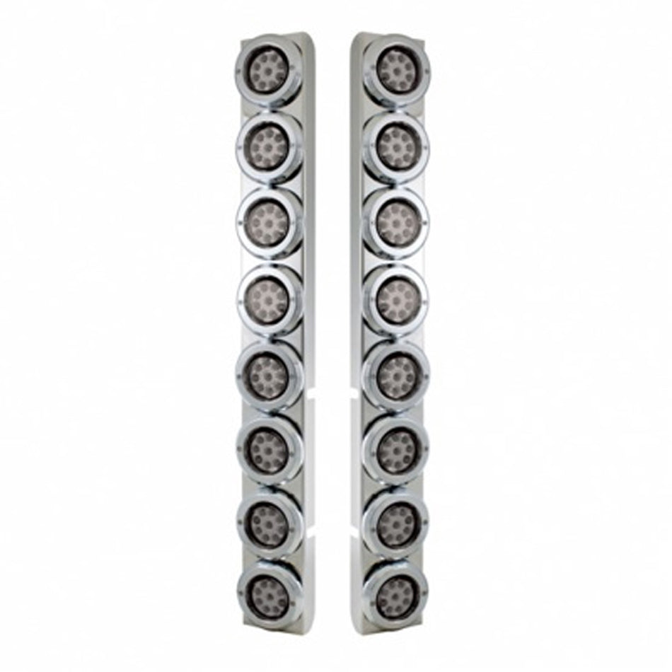 Stainless Rear Air Cleaner Bracket w/ Sixteen 9 LED 2" Reflector Lights For Peterbilt - Red LEDs (Red or Clear Lens)