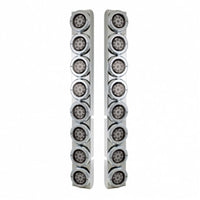 Stainless Rear Air Cleaner Bracket w/ Sixteen 9 LED 2" Reflector Lights For Peterbilt - Red LEDs (Red or Clear Lens)