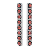 Stainless Rear Air Cleaner Bracket w/ Sixteen 9 LED 2" Reflector Lights For Peterbilt - Red LEDs (Red or Clear Lens)