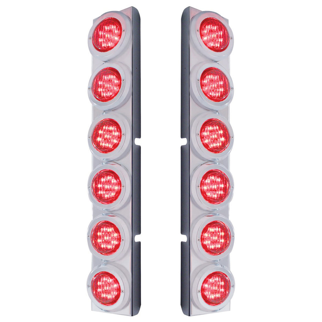 Rear Air Cleaner Bracket w/ 12 Flat LED Lights & Bezel For Peterbilt - Red LEDs (Red Lens)