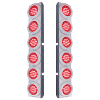 Rear Air Cleaner Bracket w/ 12 Flat LED Lights & Bezel For Peterbilt - Red LEDs (Red Lens)