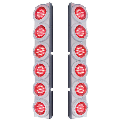 Rear Air Cleaner Bracket w/ 12 Flat LED Lights & Bezel For Peterbilt - Red LEDs (Red Lens)