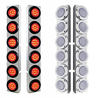 Stainless Rear Air Cleaner Bracket With Twelve 9 LED 2" Lights & Grommets For Peterbilt - Red LEDs (Red or Clear Lens)