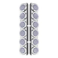 Stainless Rear Air Cleaner Bracket With Twelve 9 LED 2" Lights & Grommets For Peterbilt - Red LEDs (Red or Clear Lens)