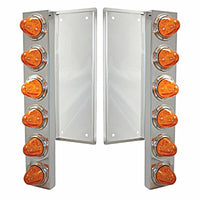 Freightliner Stainless Steel Front Air Cleaner Bracket w/ 12 X 11 Amber LEDs Watermelon Lights With or Without Visors (Amber or Clear Lens)