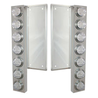 Freightliner Stainless Steel Front Air Cleaner Bracket w/ 12 X 11 Amber LEDs Watermelon Lights With or Without Visors (Amber or Clear Lens)