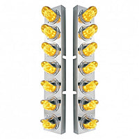 Kenworth Stainless Steel Front Air Cleaner Bracket w/ 14 X 11 Amber LED Watermelon Light w/ Bezels or Visors - Amber LEDs (Amber or Clear Lens)