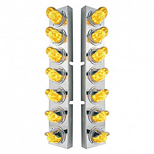 Kenworth Stainless Steel Front Air Cleaner Bracket w/ 14 X 11 Amber LED Watermelon Light w/ Bezels or Visors - Amber LEDs (Amber or Clear Lens)