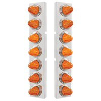 Kenworth Stainless Steel Front Air Cleaner Bracket w/ 14 X 11 Amber LED Watermelon Light w/ Bezels or Visors - Amber LEDs (Amber or Clear Lens)