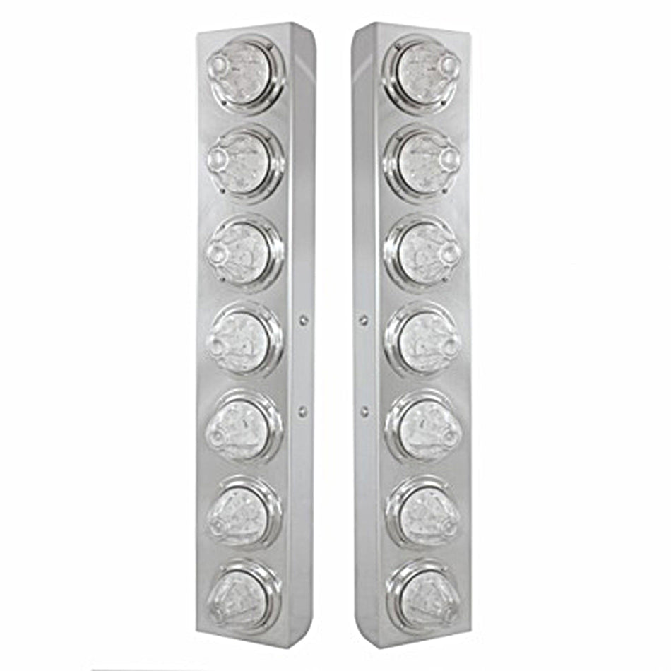 Kenworth Stainless Steel Front Air Cleaner Bracket w/ 14 X 11 Amber LED Watermelon Light w/ Bezels or Visors - Amber LEDs (Amber or Clear Lens)