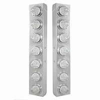 Kenworth Stainless Steel Front Air Cleaner Bracket w/ 14 X 11 Amber LED Watermelon Light w/ Bezels or Visors - Amber LEDs (Amber or Clear Lens)