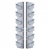 Stainless Steel Front Air Cleaner Bracket w/ 12X 17 LED Beehive Lights & Visors For Peterbilt - Amber LEDs (Amber or Clear Lens)