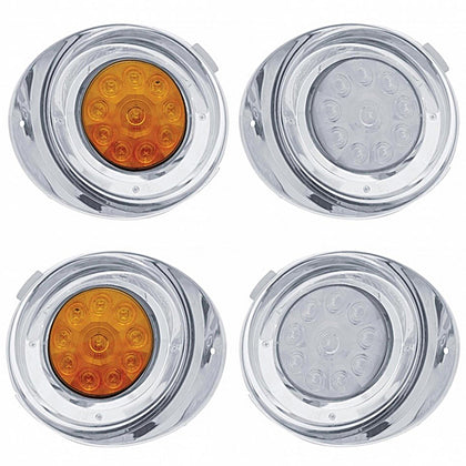 10 LED Freightliner Daytime Running Light Driver or Passenger Conversion Kit w/ Visor - Amber LEDs (Amber or Clear Lens)