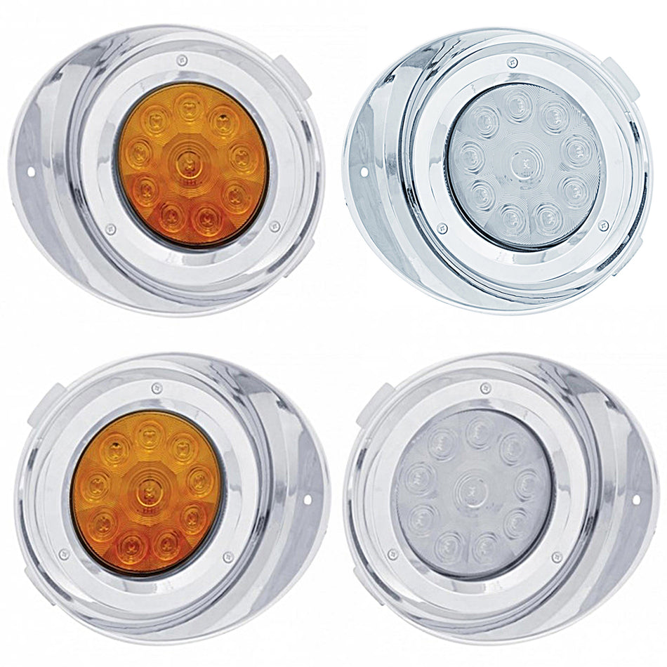 10 LED Freightliner Daytime Running Light Driver or Passenger Conversion Kit without Visor - Amber LEDs (Amber or Clear Lens)