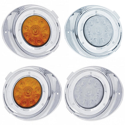 10 LED Freightliner Daytime Running Light Driver or Passenger Conversion Kit without Visor - Amber LEDs (Amber or Clear Lens)