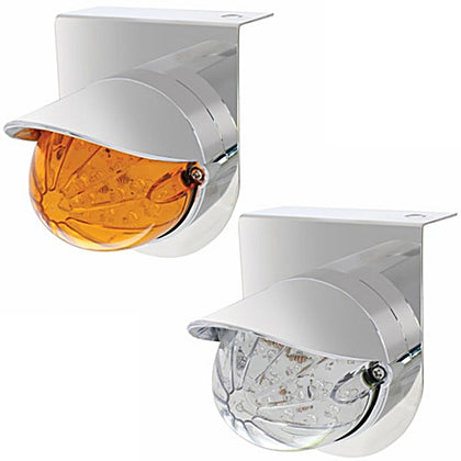 Stainless Light Bracket With 19 LED Bullet Style Grakon 1000 Light & Visor - Amber LEDs (Amber or Clear Lens)