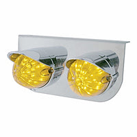 Stainless Steel Light Bracket w/ 2 X 19 LED Bullet Style Grakon 1000 Lights & Visors - Amber LEDs (Amber or Clear Lens)