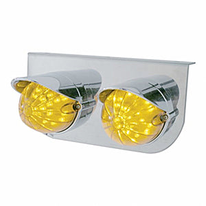 Stainless Steel Light Bracket w/ 2 X 19 LED Bullet Style Grakon 1000 Lights & Visors - Amber LEDs (Amber or Clear Lens)