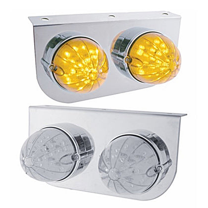 Stainless Light Bracket w/ 2 X 19 LED Bullet Style Grakon 1000 Lights - Amber LEDs (Amber or Clear Lens)