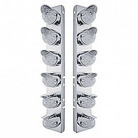 Stainless Steel Front Air Cleaner Bracket w/ 12 X 19 LED Bullet Style Lights & Visors For Peterbilt - Amber LEDs (Amber or Clear Lens)