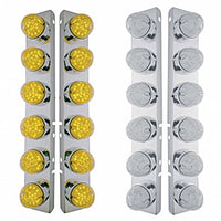 Stainless Steel Front Air Cleaner Bracket w/ 12 X 19 LED Bullet Style Lights & Bezels For Peterbilt - Amber LEDs (Amber or Clear Lens)