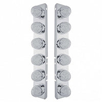 Stainless Steel Front Air Cleaner Bracket w/ 12 X 19 LED Bullet Style Lights & Bezels For Peterbilt - Amber LEDs (Amber or Clear Lens)