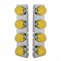 Stainless Steel Front Air Cleaner Bracket w/ 8 X 19 LED Bullet Style Lights & Bezels For Peterbilt - Amber LEDs (Amber or Clear Lens)