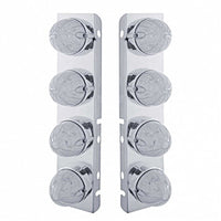 Stainless Steel Front Air Cleaner Bracket w/ 8 X 19 LED Bullet Style Lights & Bezels For Peterbilt - Amber LEDs (Amber or Clear Lens)