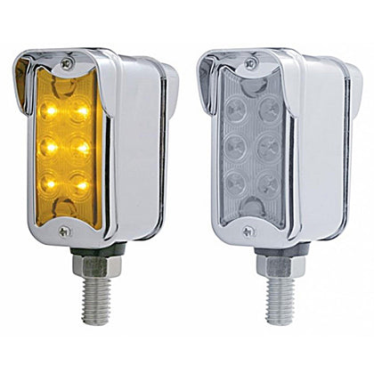 12 LED Dual Function Double Face Light W/Visor - Vertical Mount - Amber LEDs (Amber or Clear Lens)