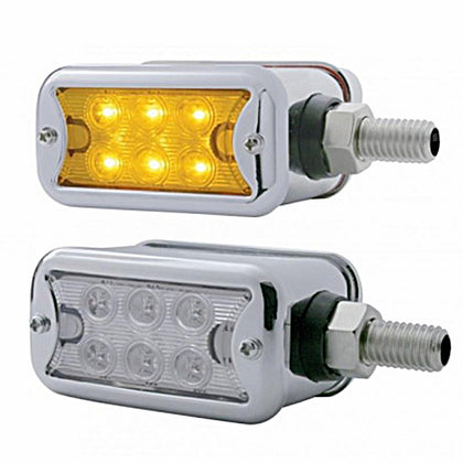 12 LED Dual Function Double Face Light With Bezel - Horizontal Mount - Amber LEDs (Amber or Clear Lens)
