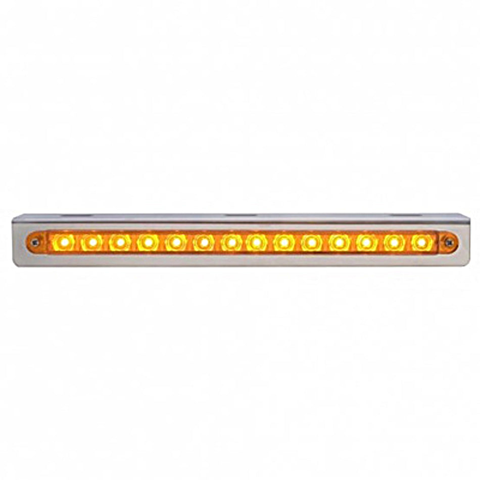 Stainless Light Bracket With 14 LED 12" Sequential Light Bar (Left to Right) - Amber or Red LEDs (Amber, Red or Clear Lens)