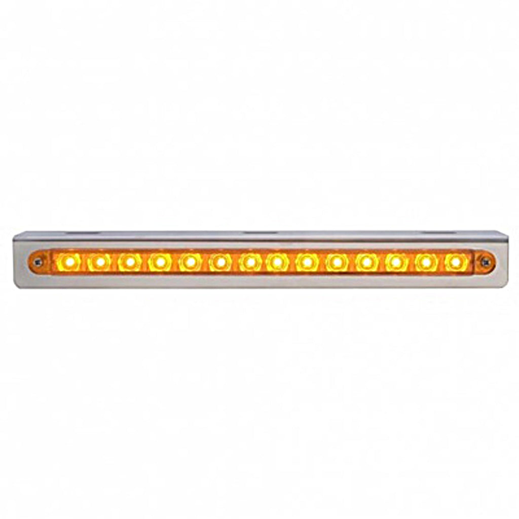 Stainless Light Bracket With 14 LED 12" Sequential Light Bar (Left to Right) - Amber or Red LEDs (Amber, Red or Clear Lens)