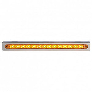 Stainless Light Bracket With 14 LED 12" Sequential Light Bar (Left to Right) - Amber or Red LEDs (Amber, Red or Clear Lens)