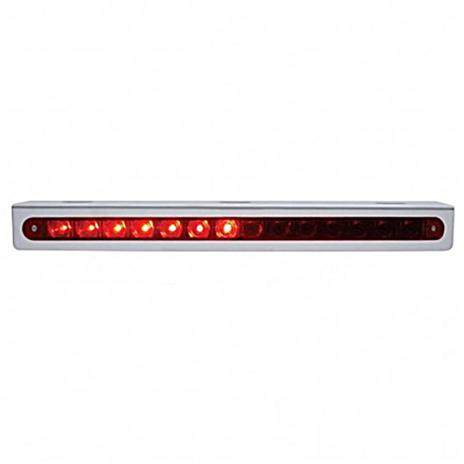 Stainless Light Bracket With 14 LED 12" Sequential Light Bar (Left to Right) - Amber or Red LEDs (Amber, Red or Clear Lens)
