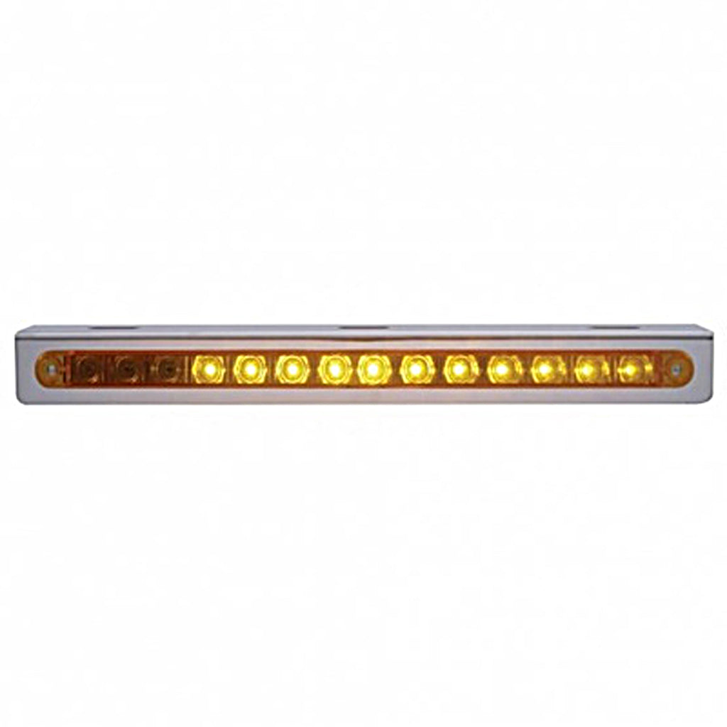 Stainless Light Bracket With 14 LED 12" Sequential Light Bar (Right to Left) - Amber or Red LEDs (Amber, Red or Clear Lens)