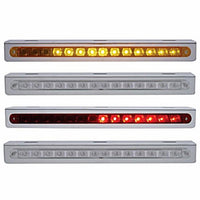 Stainless Light Bracket With 14 LED 12" Sequential Light Bar (Right to Left) - Amber or Red LEDs (Amber, Red or Clear Lens)