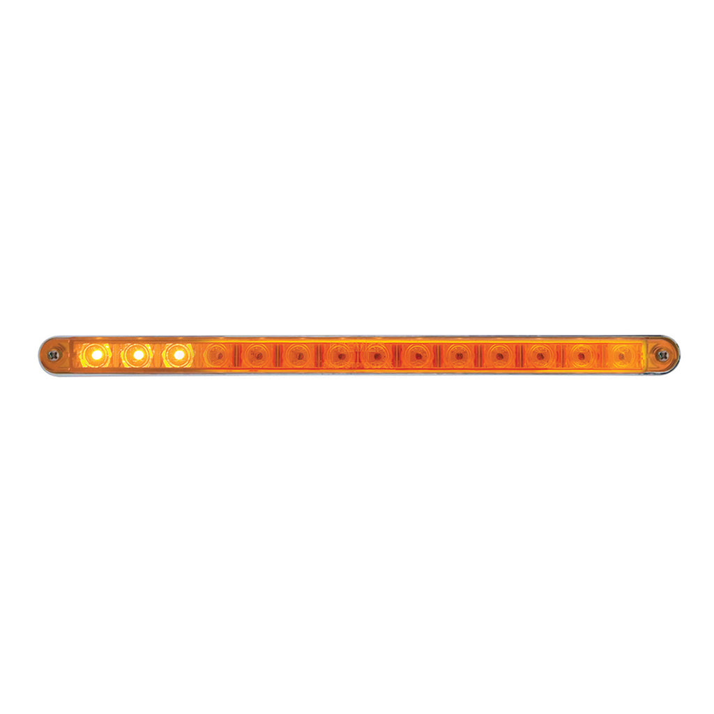 14 LED 12" Sequential Light Bar With Bezel - Amber or Red LEDs (Amber, Red or Clear Lens)