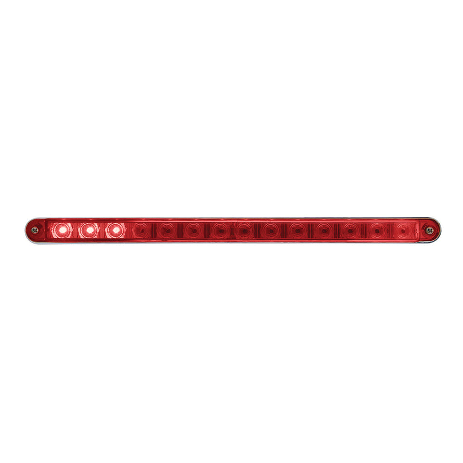 14 LED 12" Sequential Light Bar With Bezel - Amber or Red LEDs (Amber, Red or Clear Lens)
