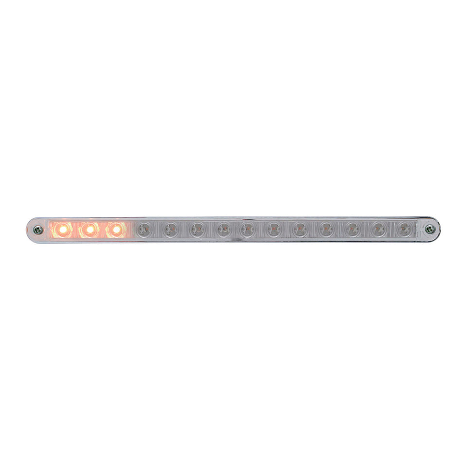 14 LED 12" Sequential Light Bar With Bezel - Amber or Red LEDs (Amber, Red or Clear Lens)