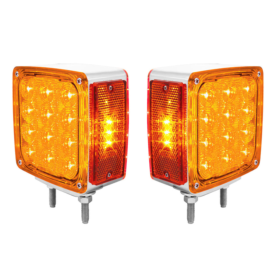 27 LED Double Face Driver or Passenger Side Turn Signal Light - Amber & Red LEDs (Amber & Red Lens)