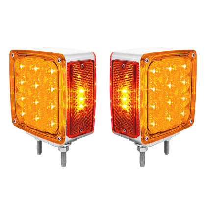 27 LED Double Face Driver or Passenger Side Turn Signal Light - Amber & Red LEDs (Amber & Red Lens)