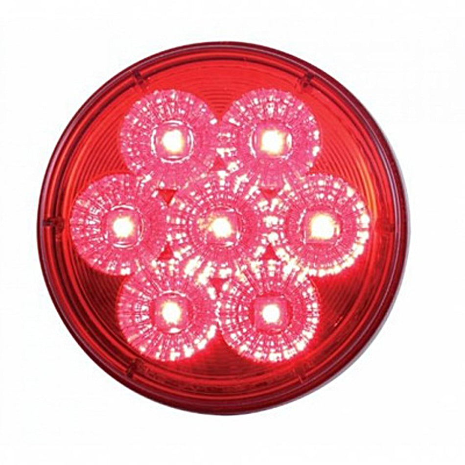 7 LED 4" Round Reflector Stop, Turn & Tail Light - Red LEDs (Red Lens)