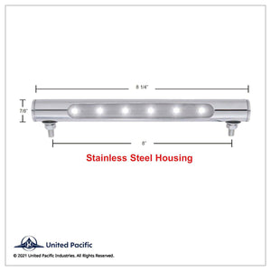 United Pacific - 6 LED Stainless Steel Tube Light - Blue LEDs (Clear Lens)