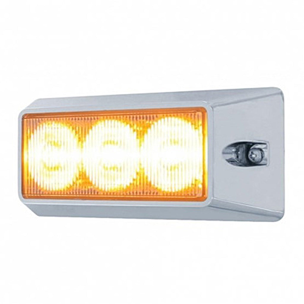 United Pacific - 3 High Power LED Warning Light - Amber or Red LEDs (Clear Lens)