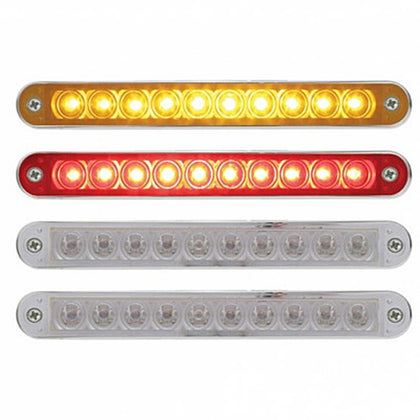 10 LED 6-1/2" Turn Signal Light Bar w/ Bezel - Amber or Red LEDs (Amber, Red or Clear Lens)